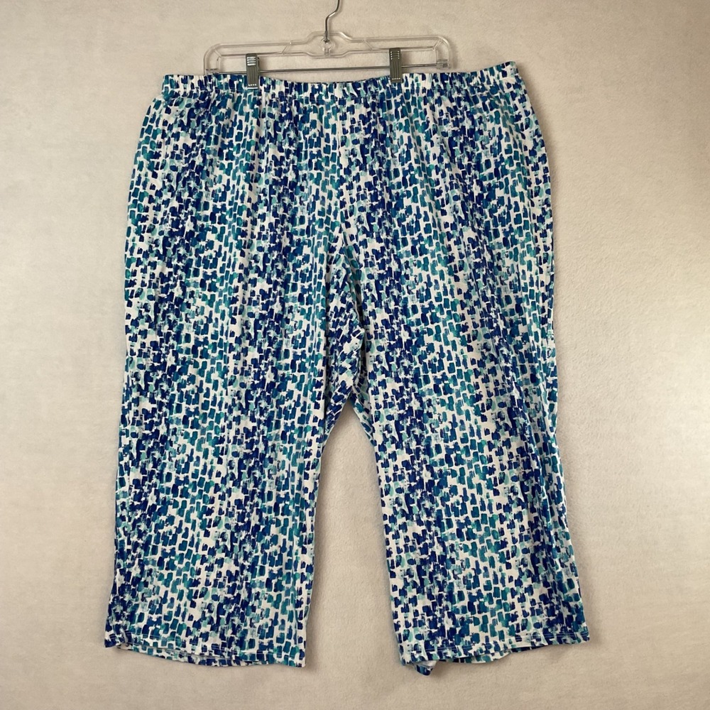 Cacique Womens Blue Teal Abstract Brushstroke Pajama Pants Plus Size 22/24
